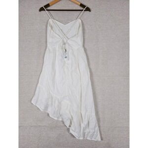 Lost+Wander Ivory Cotton Asymmetric Ruffle Midi Dress Small NWT
